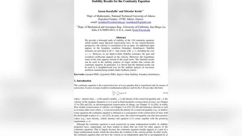 연속 방정식 안정성 연구