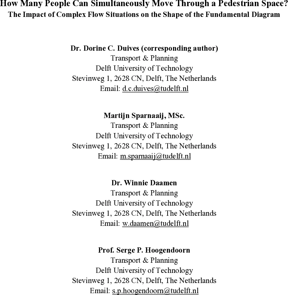 복합 보행 흐름에서 최대 인원 이동량과 밀도 한계