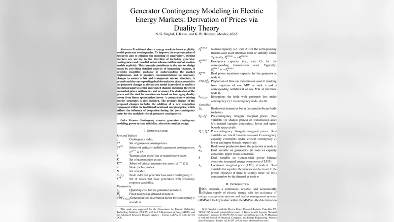 발전기 비상 상황을 반영한 전력시장 가격 메커니즘 연구