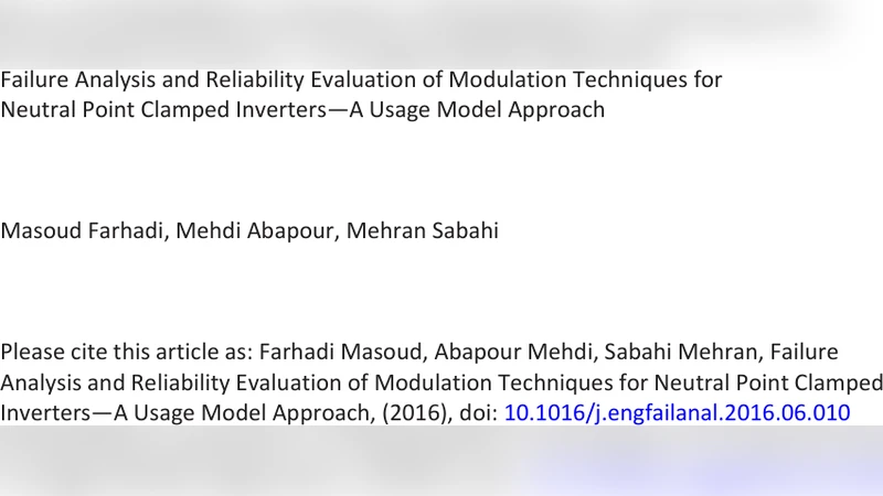 NPC 인버터 변조 기법 신뢰성 비교: 손실 분포와 고장 분석