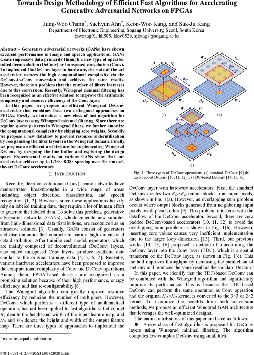 FPGA용 GAN 가속을 위한 효율적인 Winograd DeConv 설계 방법론