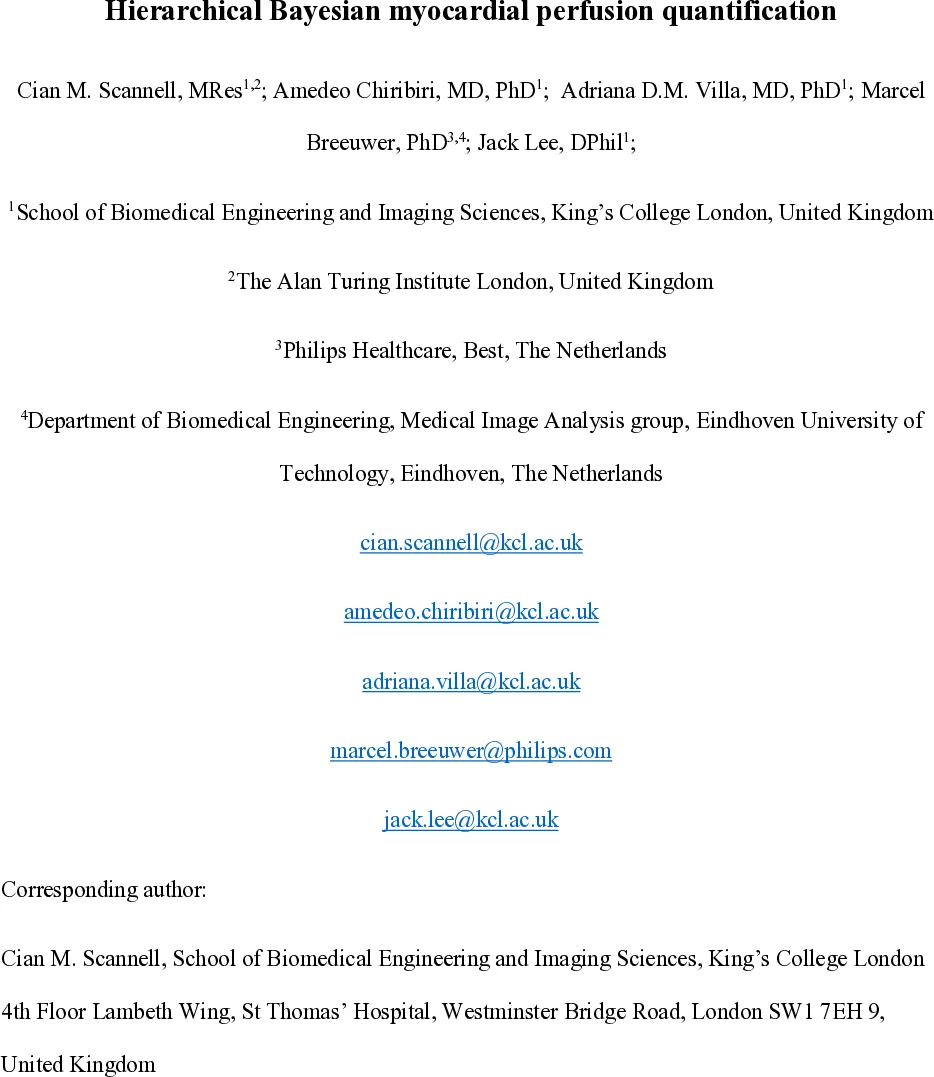 계층적 베이지안으로 구현한 심근 관류 정량화: 2CXM 모델의 신뢰성 혁신