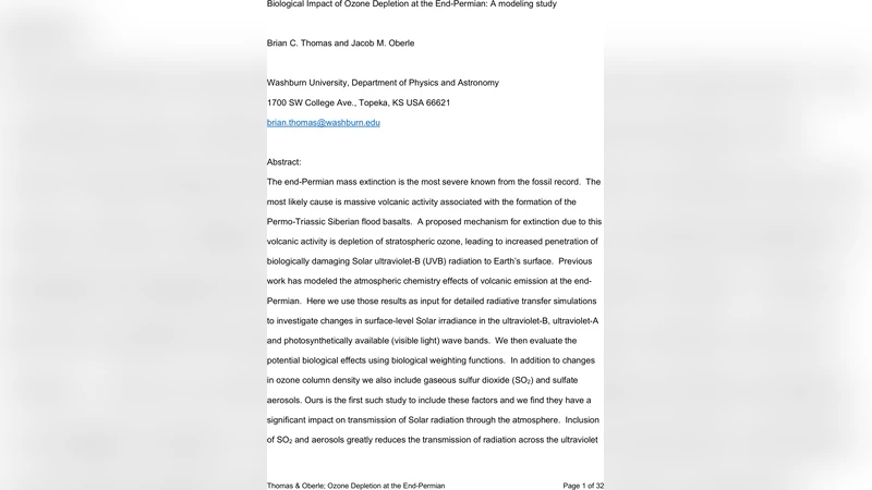 페름기 말 오존 감소가 생물에 미친 영향 모델링 연구