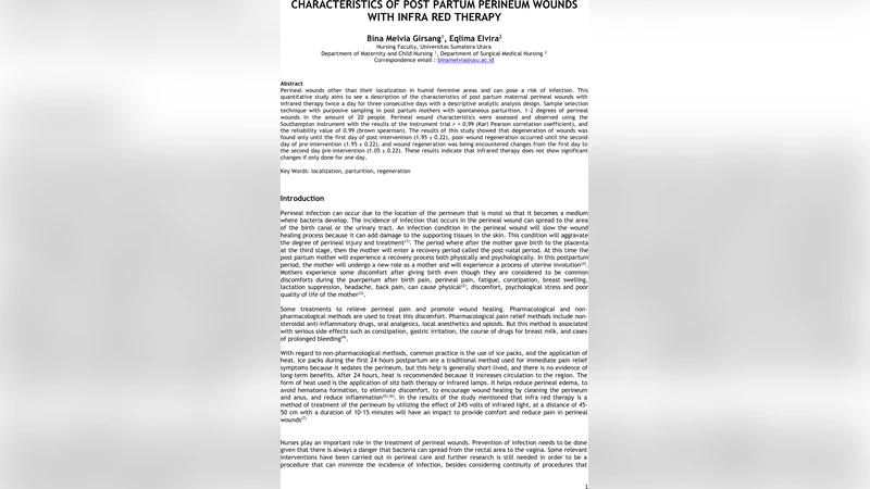 산후 회음부 상처에 적외선 치료 적용 효과 분석