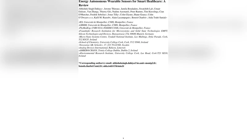 에너지 자율 웨어러블 센서로 구현하는 스마트 헬스케어