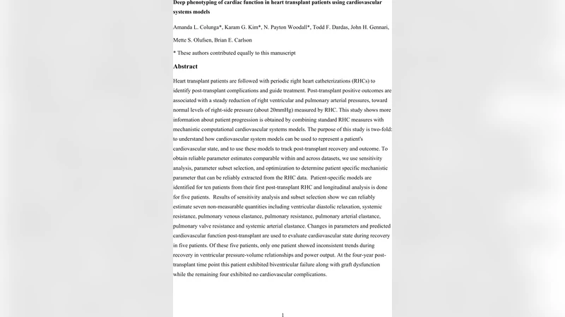 심장 이식 환자 심기능 딥페노타이핑: 순환계 모델 기반 정밀 분석
