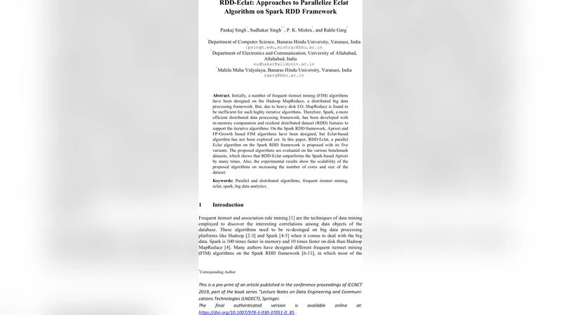 스파크 RDD 기반 병렬 Eclat 알고리즘 연구