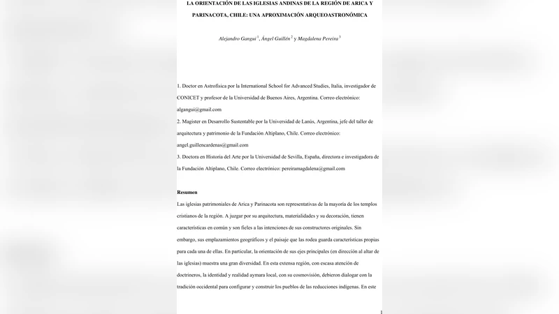 아리카·파리나코타 안데스 교회들의 방위와 고고천문학적 탐구