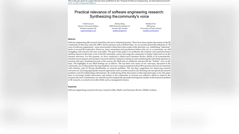 소프트웨어 공학 연구의 실용성 강화 방안