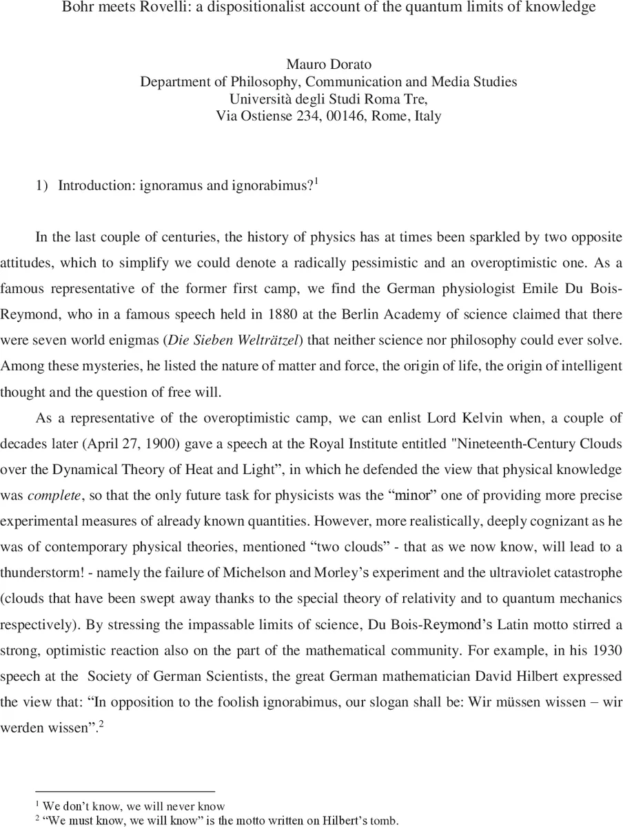 보어와 로벨리의 관계주의적 양자 지식 한계