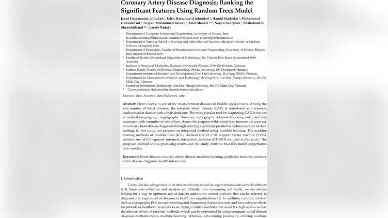 관상동맥질환 진단을 위한 중요 특징 순위화와 랜덤 트리 모델의 우수성