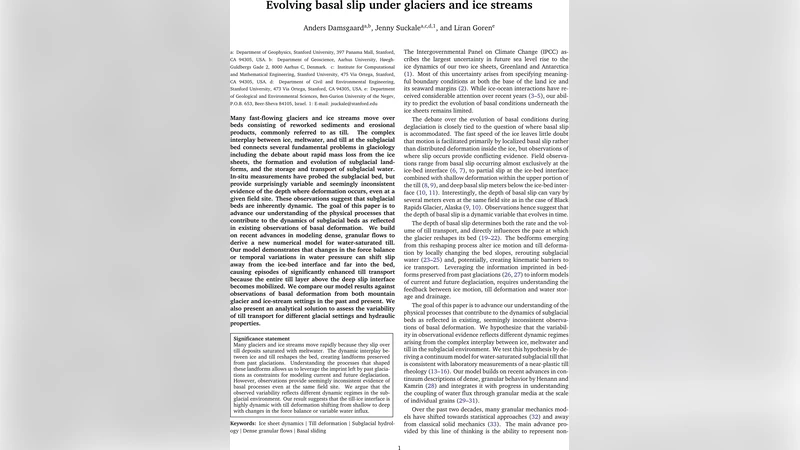 빙하와 빙류 하부 전단의 진화: 물포화 토양의 동적 전이 메커니즘