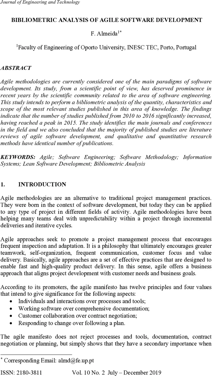 Agile 소프트웨어 개발 연구 동향과 문헌계량 분석