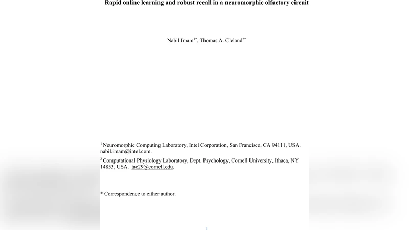 신경형 올팩터리 회로를 이용한 빠른 온라인 학습과 강인한 냄새 기억