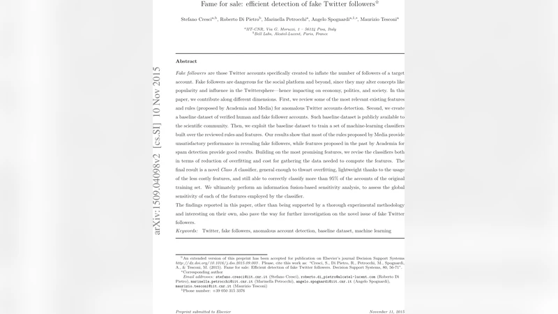 가짜 트위터 팔로워 탐지를 위한 효율적 방법