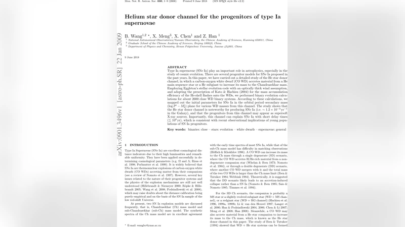 헬륨 별 기증자 채널을 통한 Ia형 초신성 기원 연구
