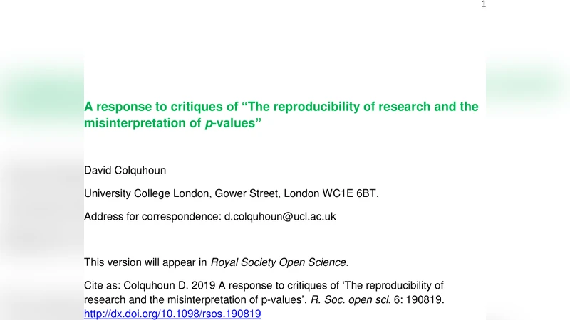 p값과 거짓 양성 위험 재검토 비판에 대한 답변