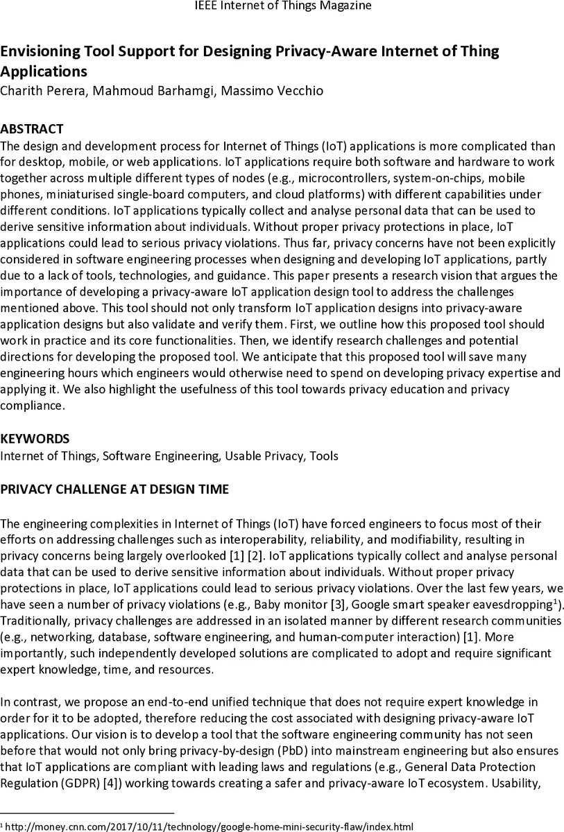 프라이버시 인식 IoT 설계 도구 비전