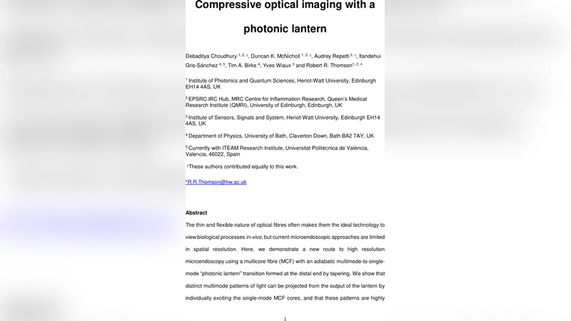 광학 압축 이미징을 위한 포톤 랜턴 기반 다중코어 섬유 마이크로엔도스코프