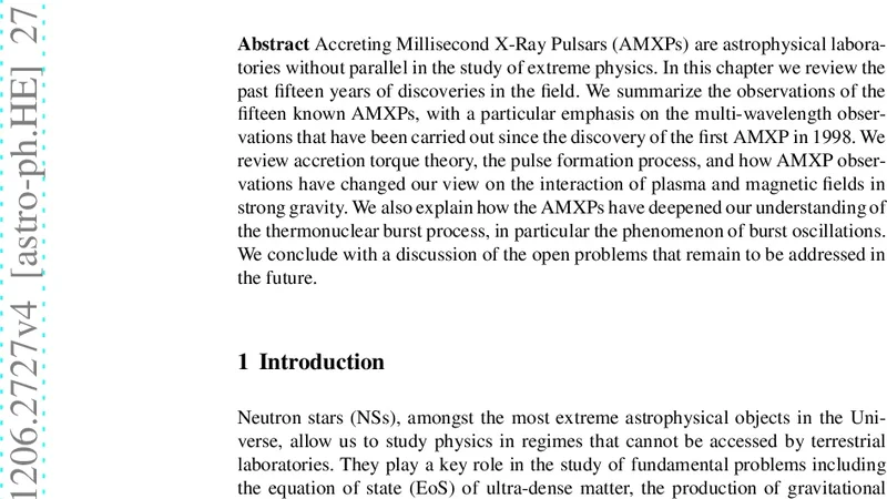 극한 물리의 실험실, 가속성 밀리초 X‑선 펄서