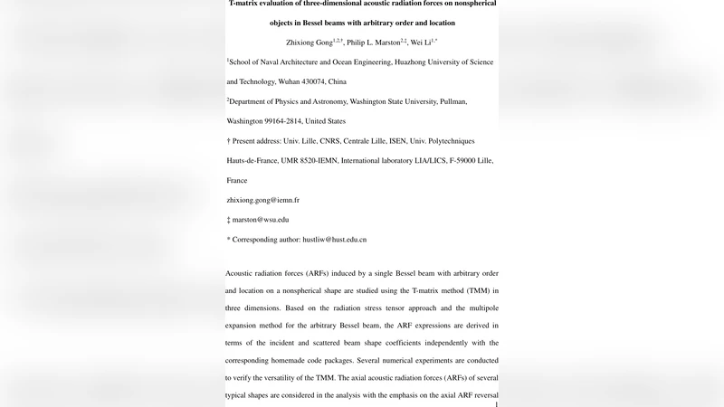 비구형 물체에 대한 3차원 베셀빔 방사력 T‑매트릭스 해석