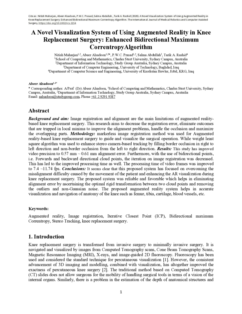 증강현실 기반 무릎 전치환술을 위한 양방향 최대 코렌트로피 정밀 정합 시스템