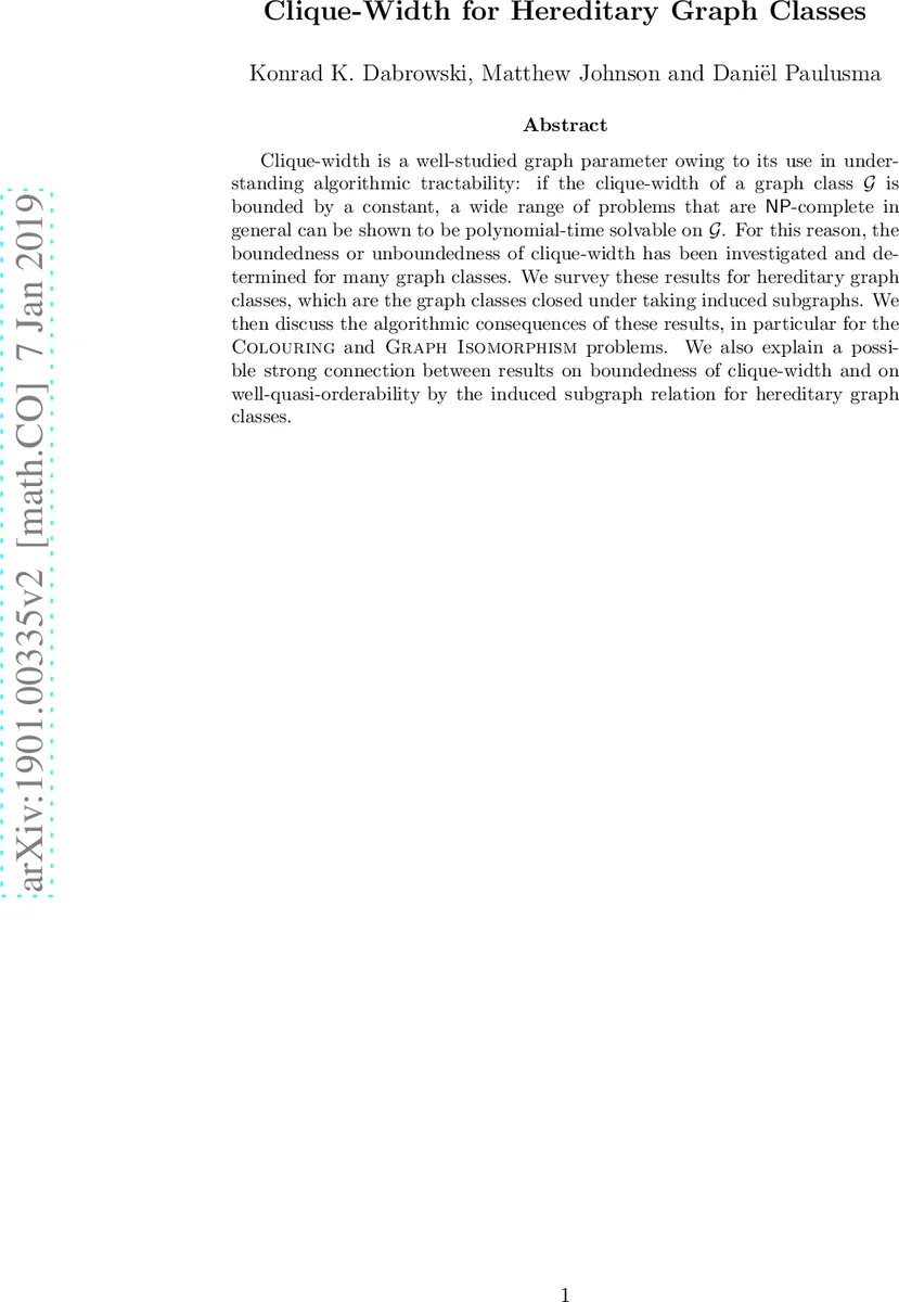 계통 그래프 클래스에서 클리크 폭의 경계와 알고리즘적 함의