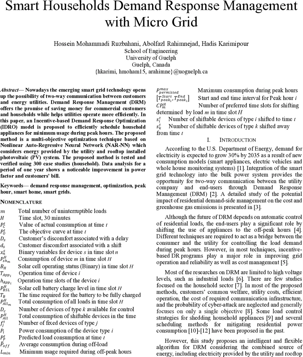 스마트 가정의 수요 반응 최적화와 마이크로그리드