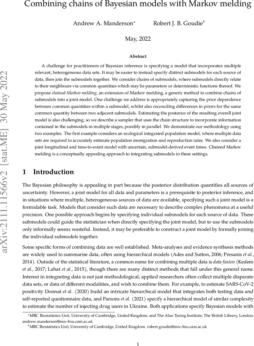 연쇄 마코프 결합을 통한 베이지안 모델 통합