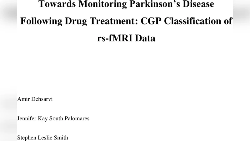 Modafinil 치료 후 파킨슨병 모니터링을 위한 CGP 기반 rsfMRI 분류