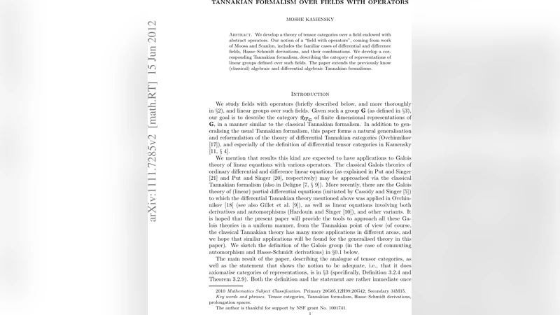 연산자를 가진 체 위의 탄카비안 형식론