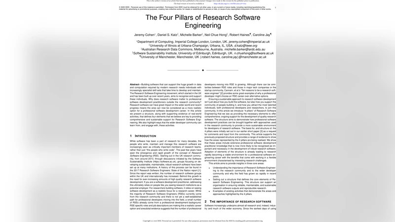 연구 소프트웨어 엔지니어링의 네 기둥