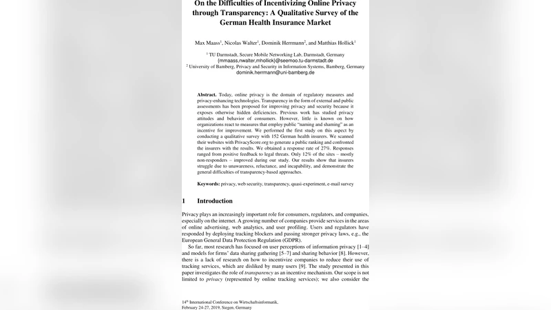 투명성으로 온라인 개인정보 보호를 유도하는 어려움 독일 건강보험 시장 조사