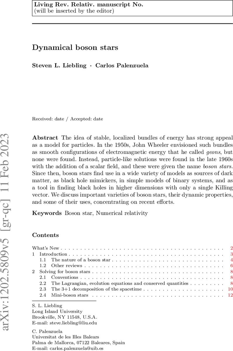 동적 보손 별: 이론·모델·천문학적 응용