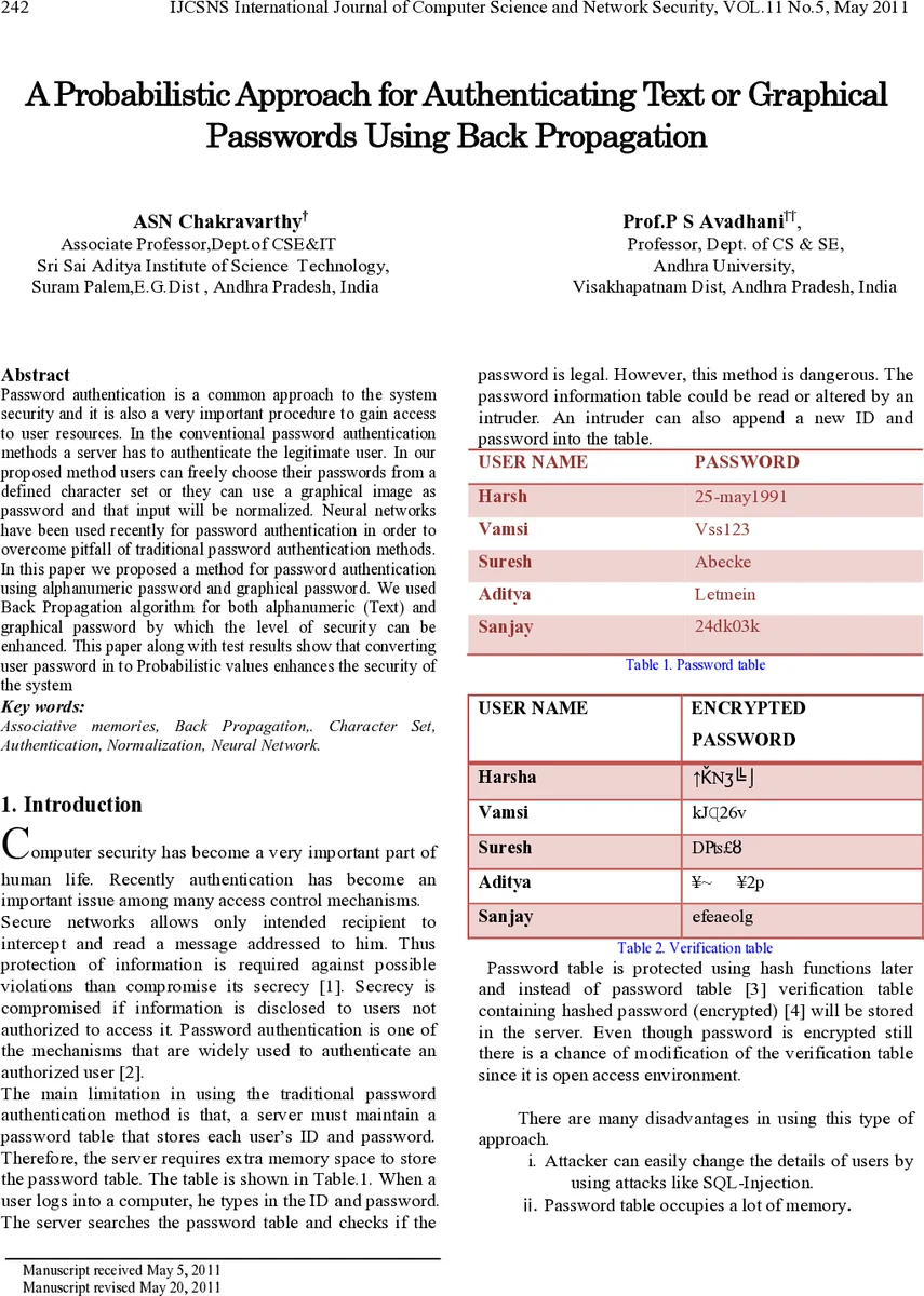 백프로파게이션 기반 텍스트·그래픽 비밀번호 인증: 확률값 변환과 신경망 가중치 저장 방식