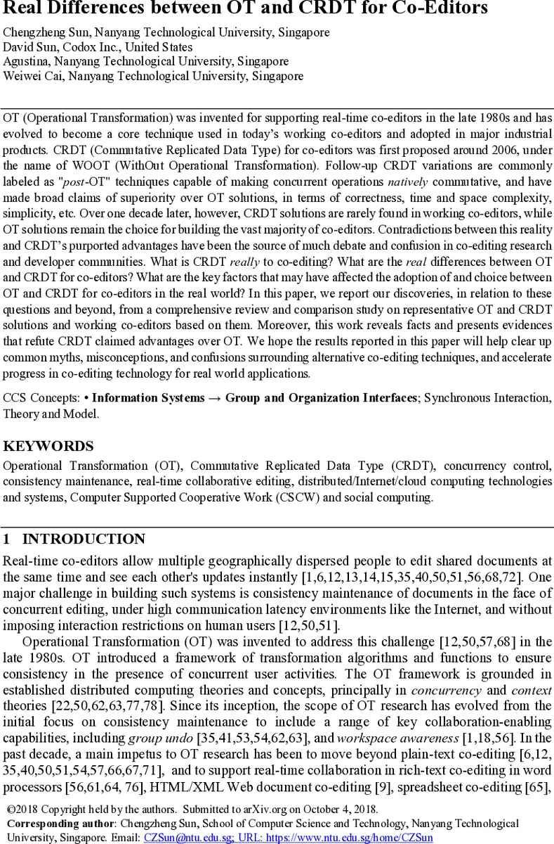 OT와 CRDT의 실전 차이와 채택 요인
