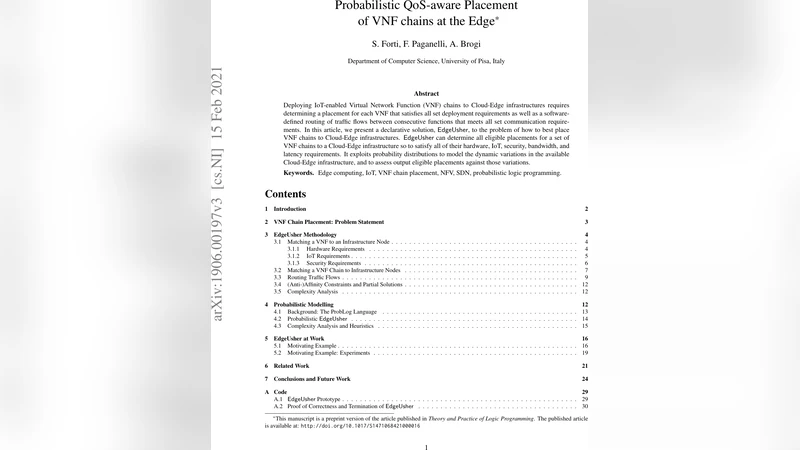 에지에서 VNF 체인 배치를 위한 확률적 QoS 인식 방법