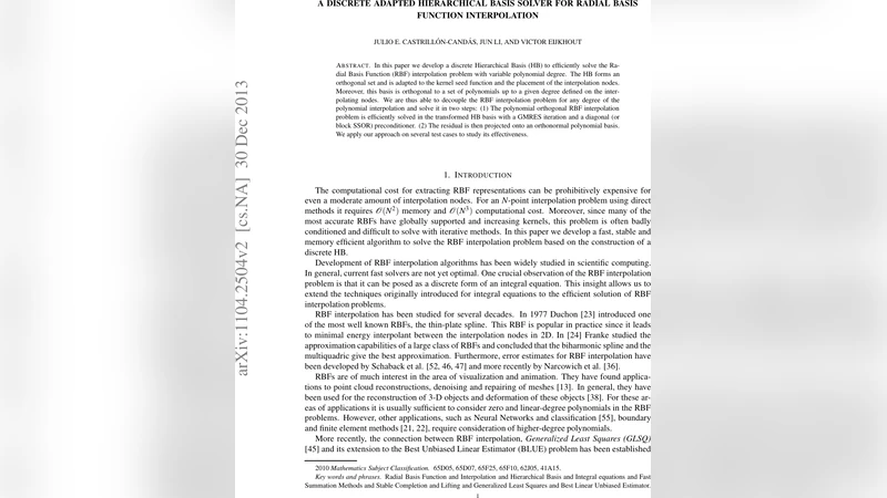 계층적 기저를 이용한 라디얼 기저 함수 보간 효율화