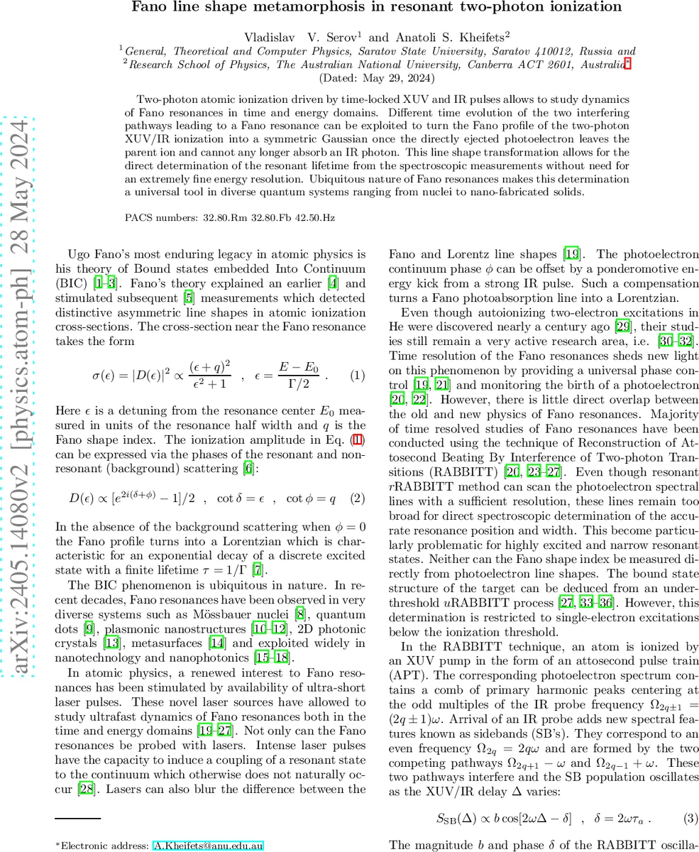 두광자 이온화에서 파노 라인형 변환과 자동이온화 수명 측정