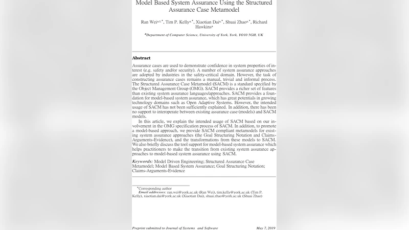 구조화된 보증 사례 메타모델을 활용한 모델 기반 시스템 보증