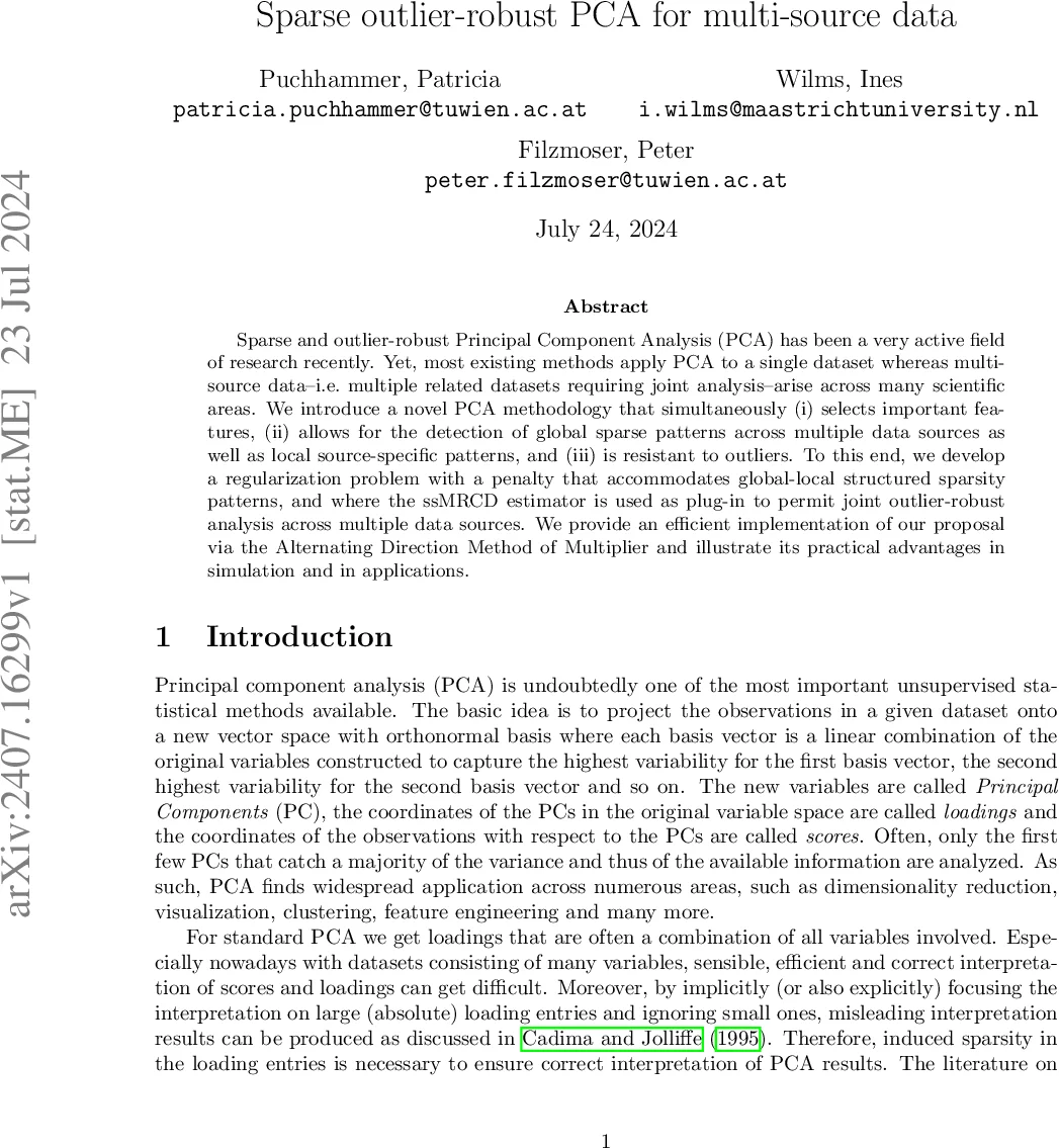 다중소스 데이터에 대한 희소·이상치 강인 PCA