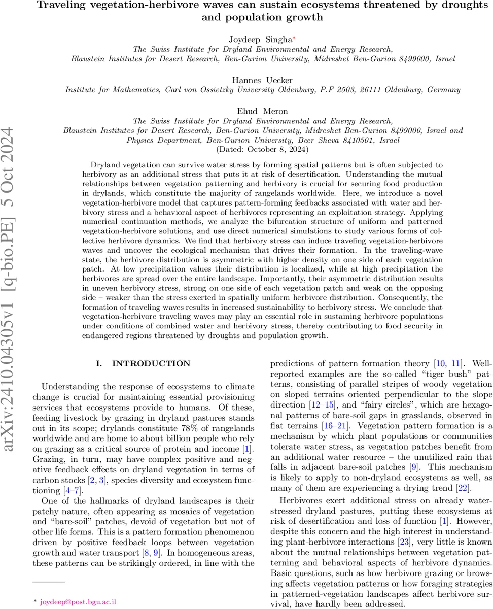이동하는 초목 초식동물 파동이 가뭄과 인구증가 위기에서 생태계를 지키다