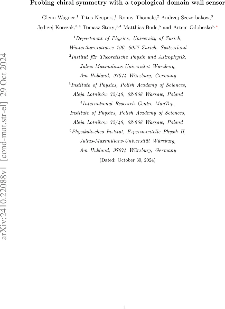 위상 도메인벽 센서로 보는 키랄 대칭 파헤치기