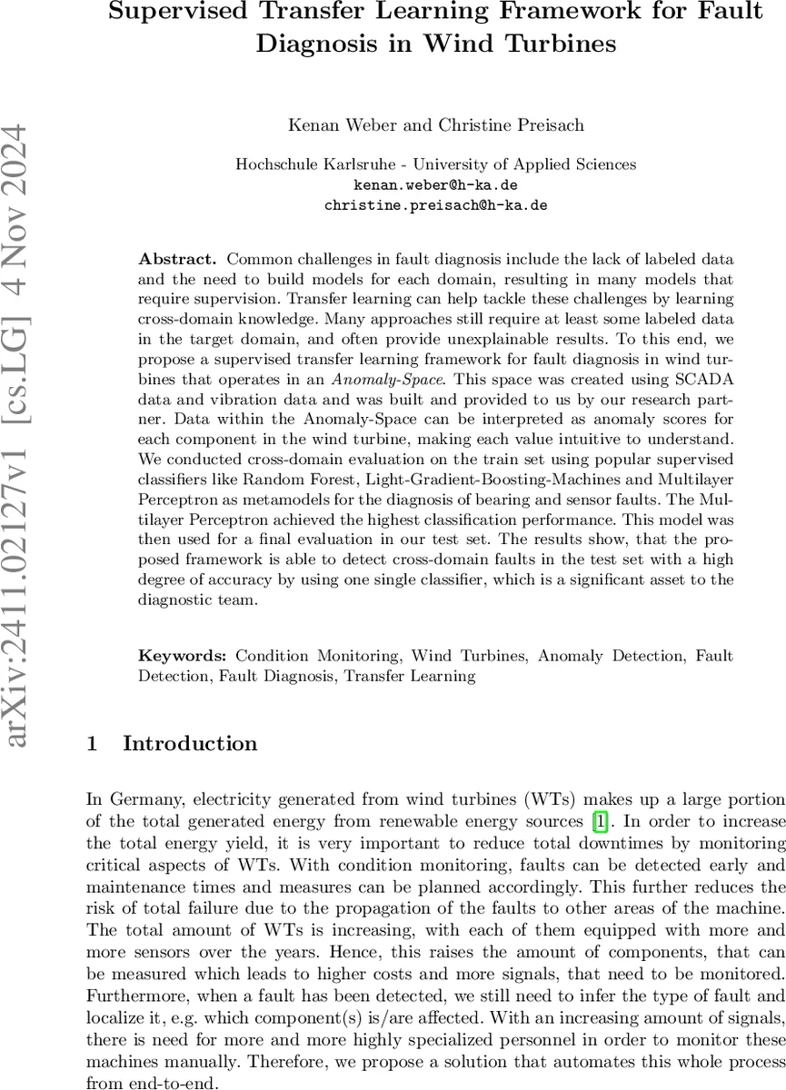 풍력터빈 결함 진단을 위한 지도 전이 학습 프레임워크