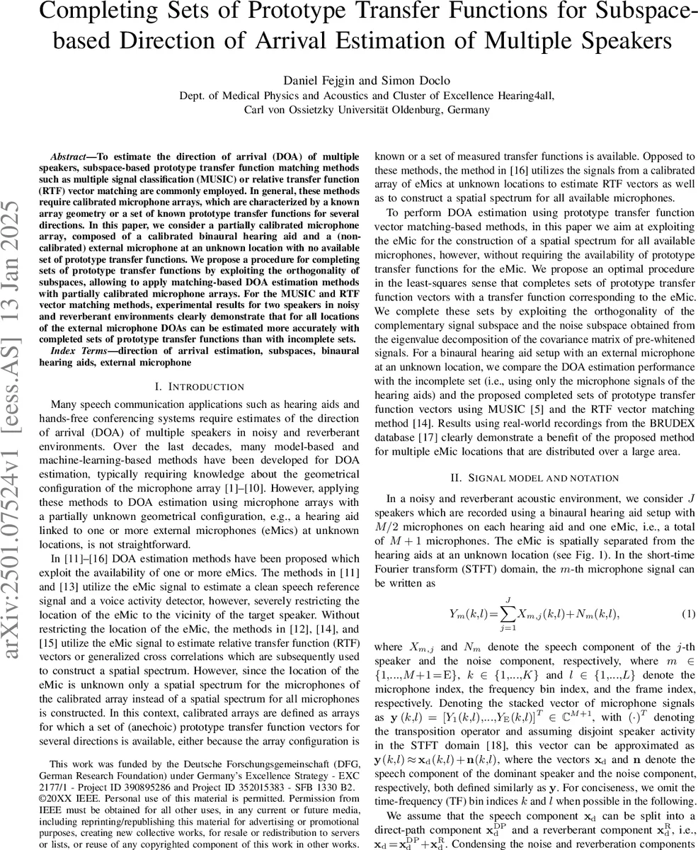 프로토타입 전송함수 완성으로 부분 보정 마이크 배열의 DOA 추정 향상
