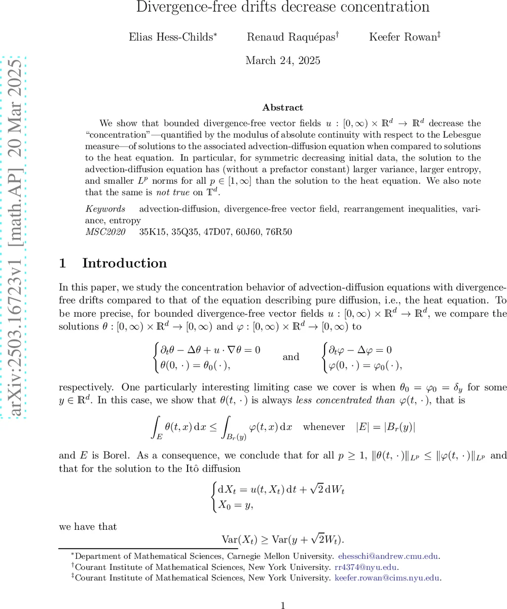 발산이 없는 흐름은 농도를 낮춘다