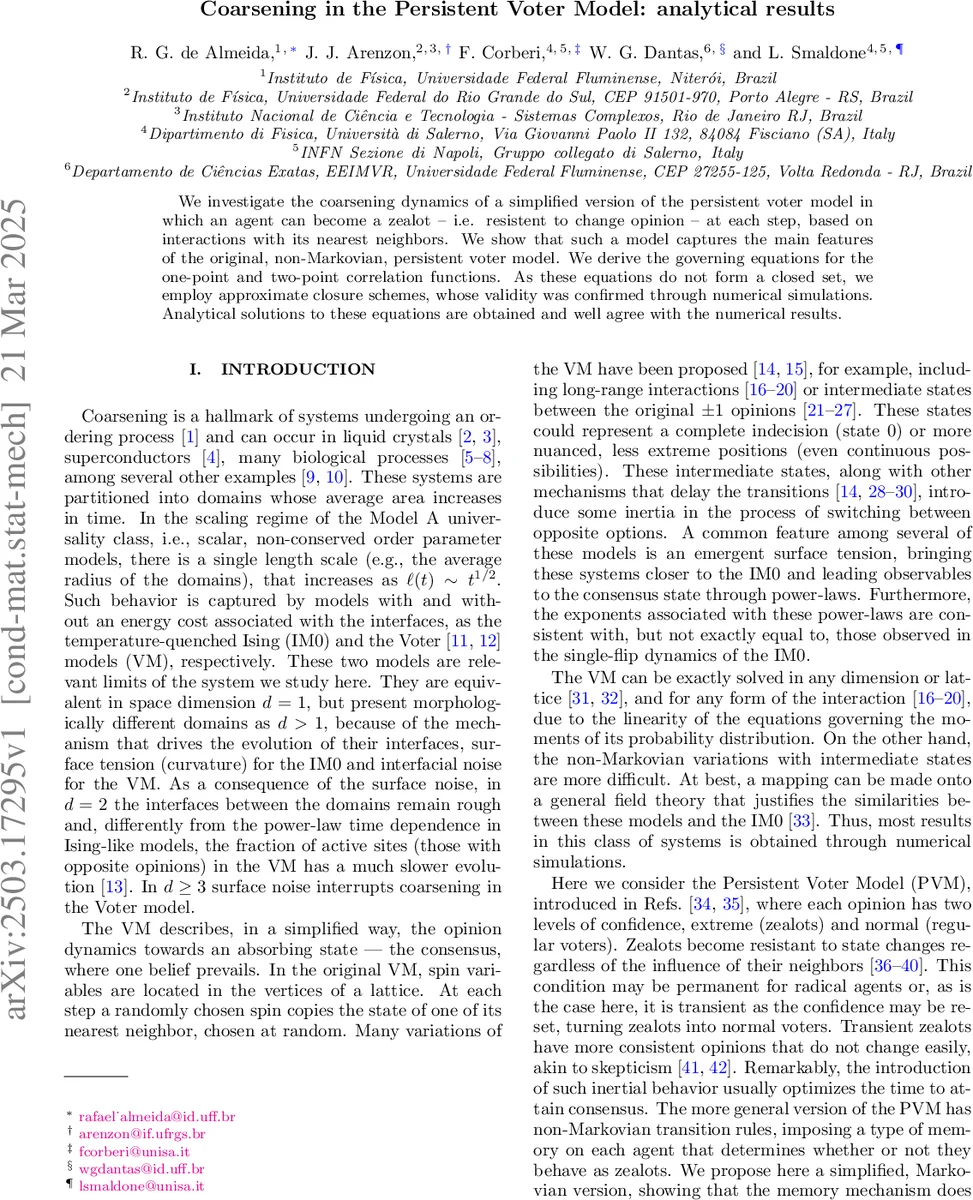 지속적 투표 모델의 코어싱: 마코프식 근사와 해석적 해