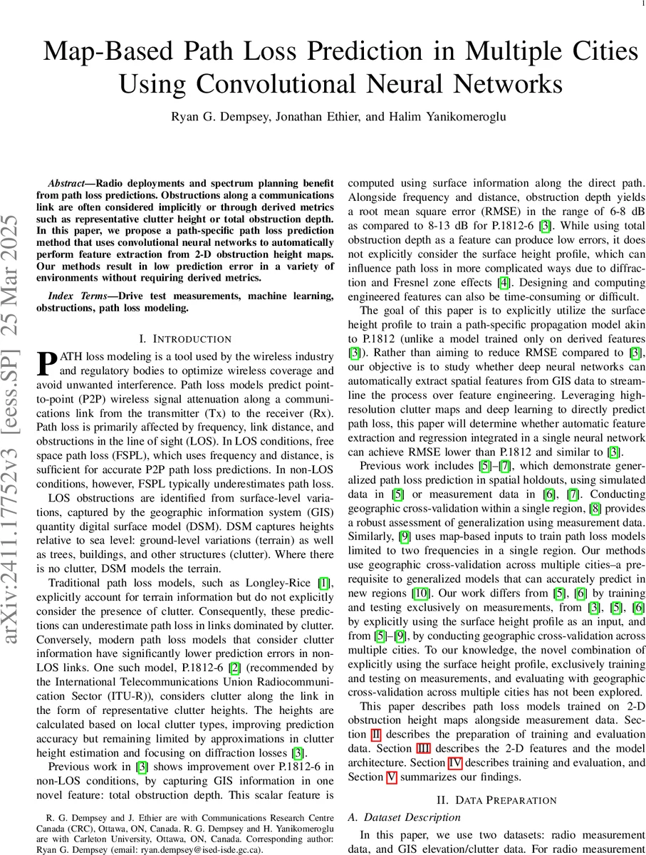 다중 도시 지도 기반 경로 손실 예측을 위한 CNN 모델