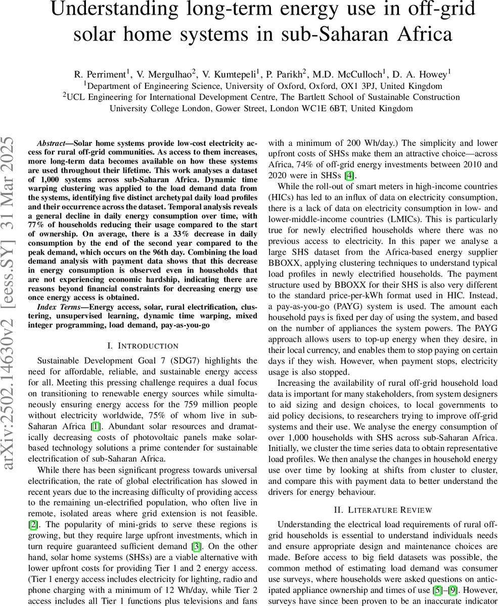 오프그리드 태양광 가정용 시스템 장기 에너지 사용 분석