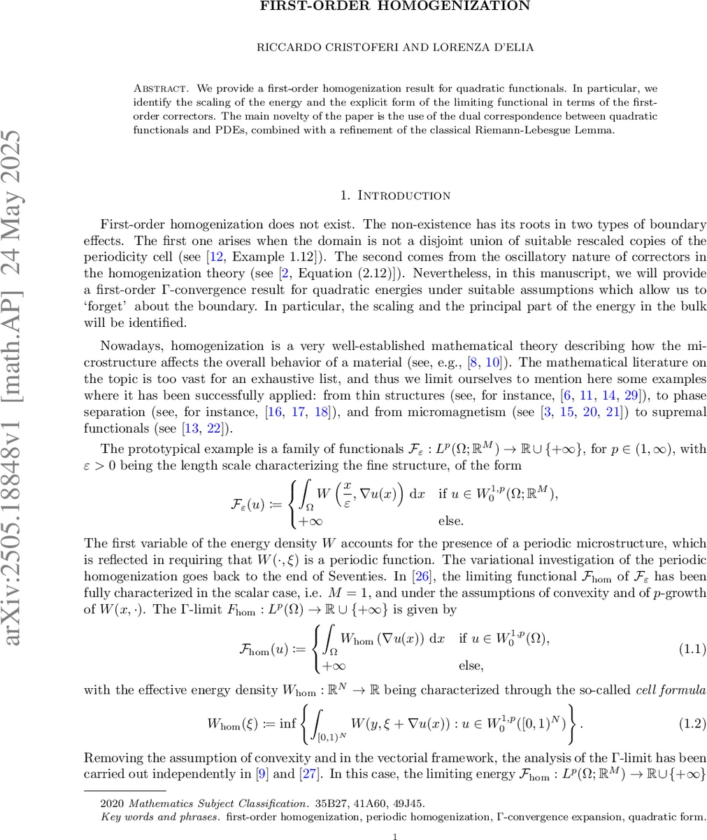 일차 동질화와 이차 형식의 새로운 변분 접근법